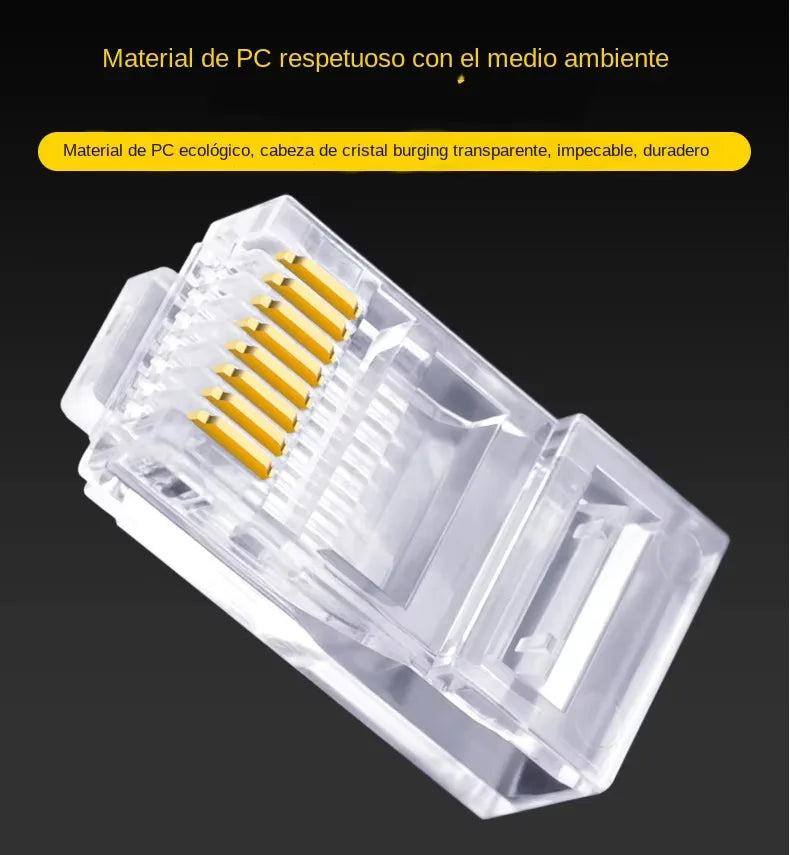 100pcs RJ45 Connector CAT6 Pass Through Connectors Crystal End Gold-Plated 8P8C Crimp UTP Standard Ethernet Network Modular Plug