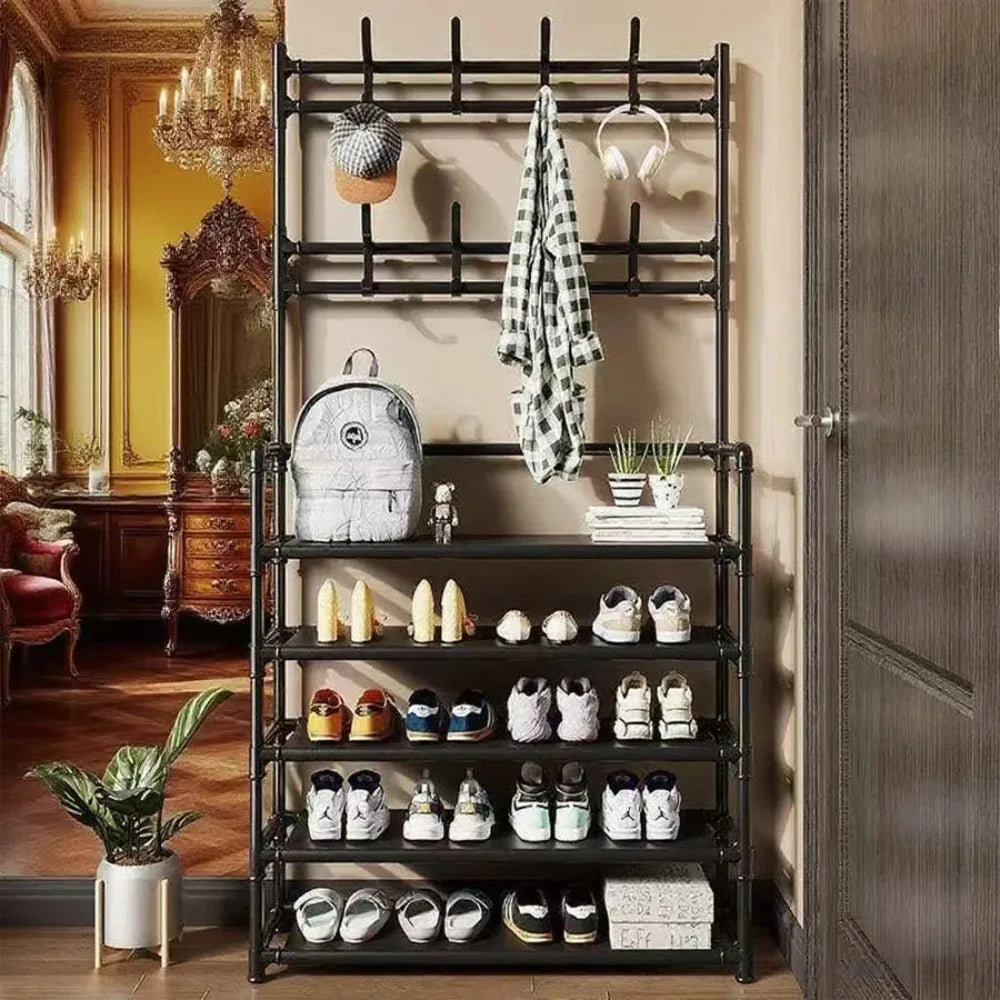 Entryway Shoe Rack Organizer Large Capacity, Multi-Functional Storage Shelf for Shoes Bags Slippers, Home Organization Rack