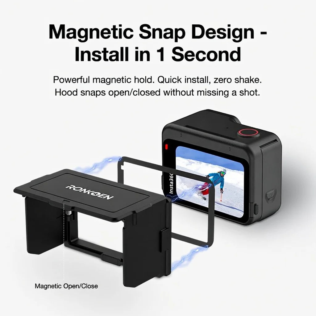 RONKOEN SR-ARC-1 For Insta360 Ace Pro 2/Pro Magnetic Sun Hood Foldable Anti-Glare Screen Shade Snap-On Sports camera accessories