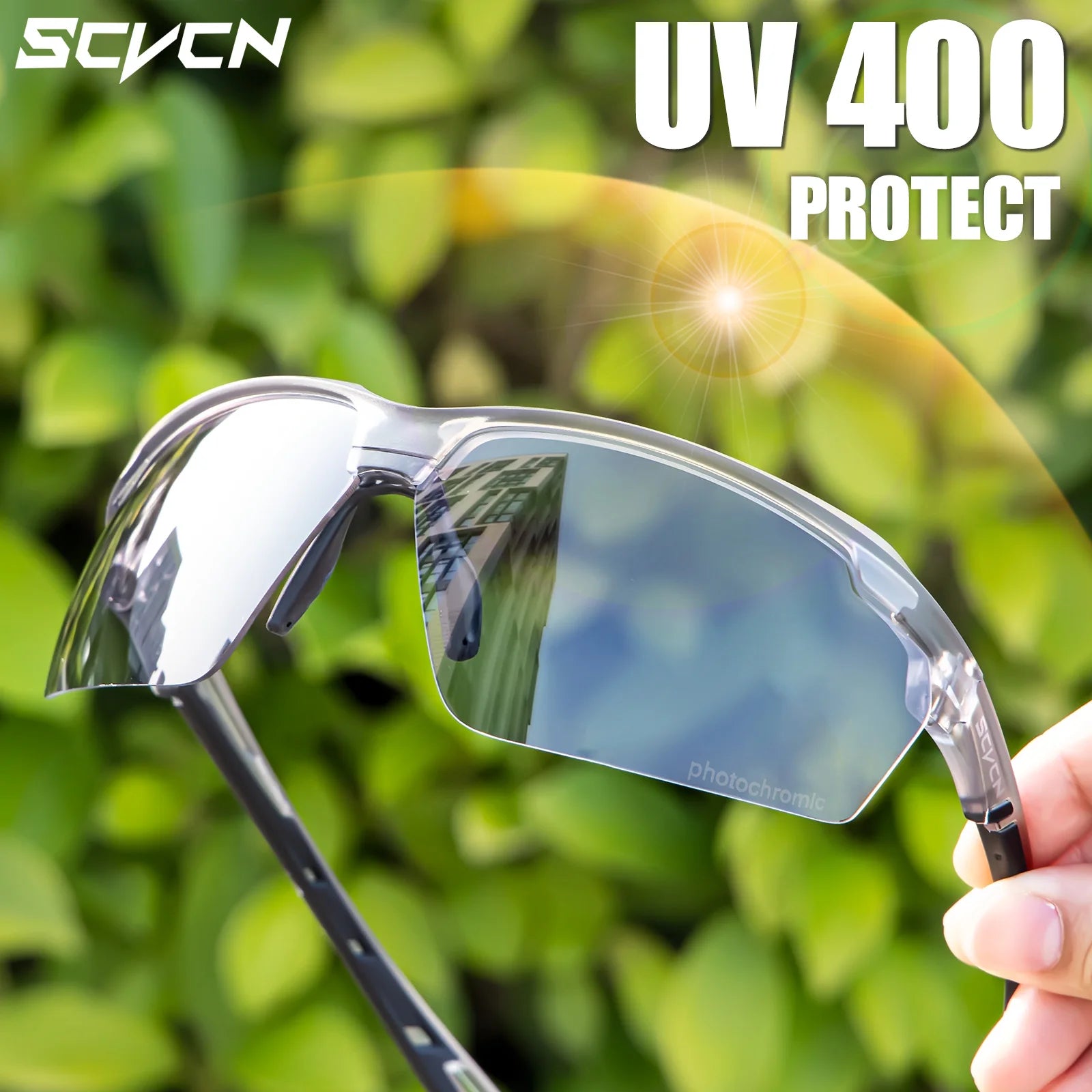 SCVCN Photochromic Cycling Glasses Outdoor Running Sunglasses Men Shockproof Tactical Goggles Outdoor Airsoft Shooting Glasses