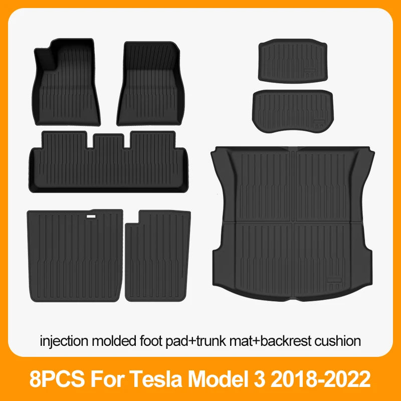 Car Floor Mats For Tesla Model 3 2018 2019 2020 2021 2022 Premium All Weather Anti-Slip Waterproof TPE Floor Liners Mat Pads