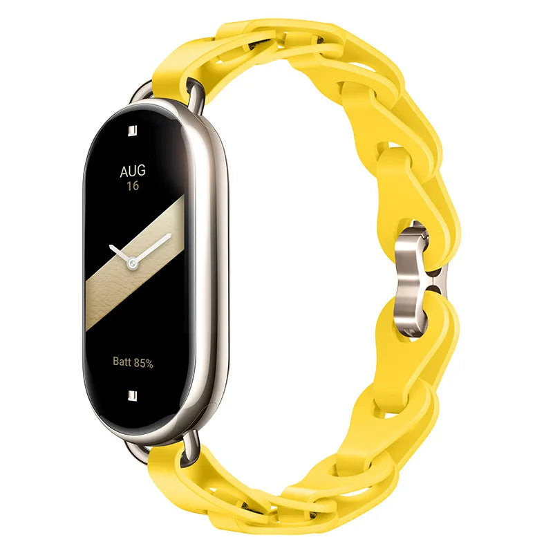 Rubber Strap for Xiaomi Mi Band 9 Stainless Steel Buckle Bracelet for Miband 8 NFC Fashion Lady Style Replacement Silicone Band