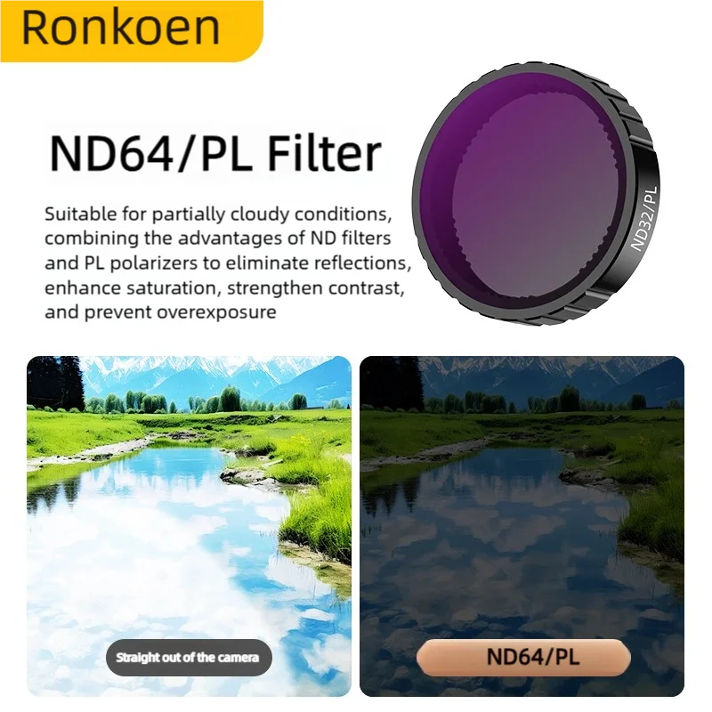 Ronkoen ND CPL Filter for DJI OSMO Action4/5Pro Action Camera Accessories CPL ND8 ND16 ND32 Lens Set Aluminium Alloy Frame