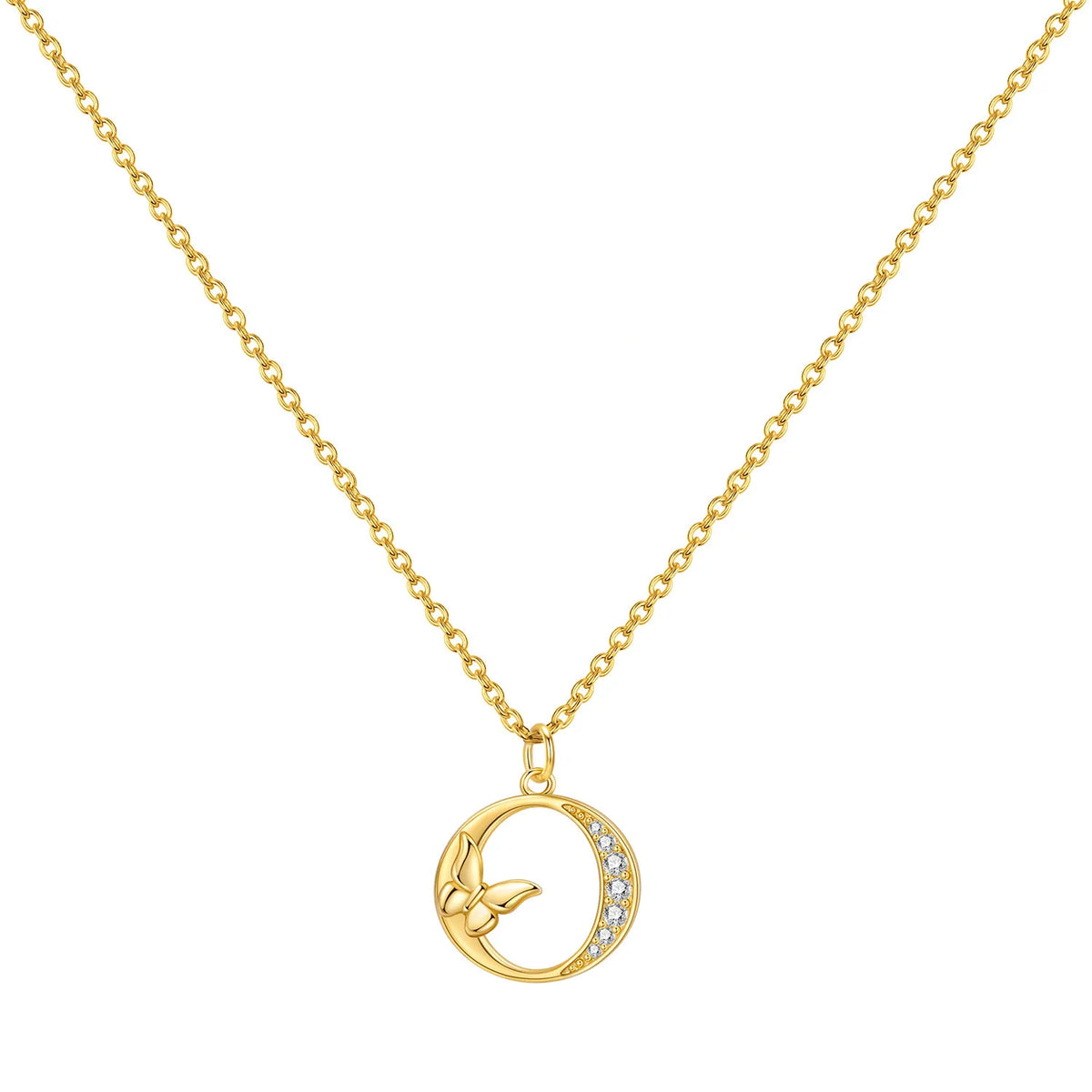 Original 925 Sterling Silver 18K Gold Zircon Butterfly A-Z 26 Letter Y-shaped Chain Necklace For Women Commemorate Jewelry Gift