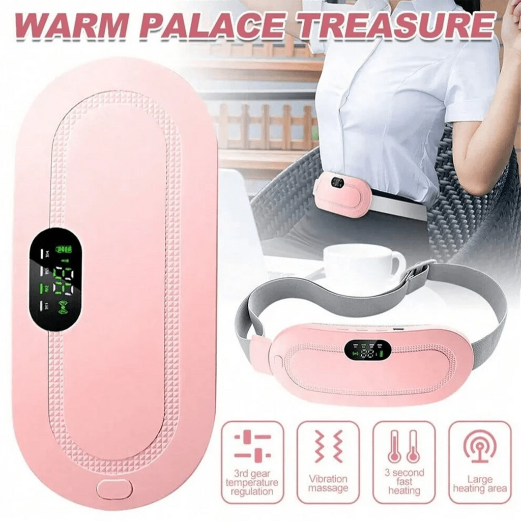 Electric Period Cramp Massager Vibrating Heating Belt for Menstrual Waist Stomach Abdominal Warm Palace Belt