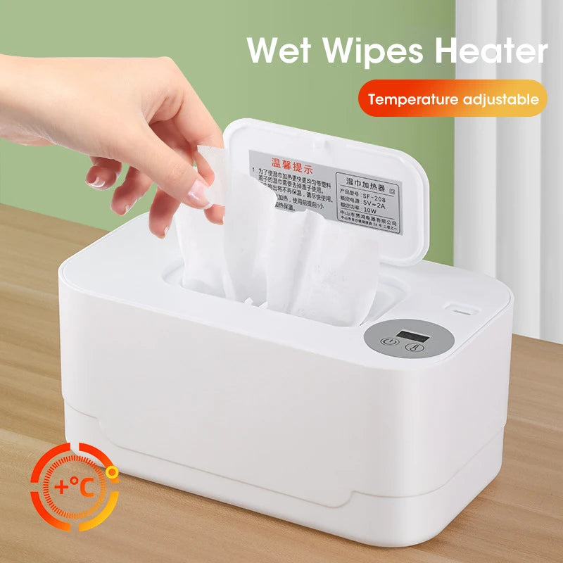 Baby Wet Wipes Heater LED Display Wet Wipes Dispenser Portable USB Charging Wipe Heater Car Home Wet Wipes Napkins Heating Box