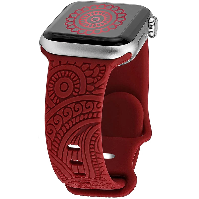 Engraved Band for Apple Watch 44MM 49mm 40mm 41 45mm 38/42mm Leopard Silicone Sport Strap for IWatch Series Ultra 8 7 6 SE 5 4 3