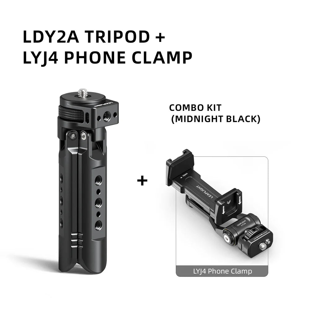 LEAPLIGHT Aluminum Mini Tripod for DJI Osmo Pocket 3/4/4P/360LunaUltra Camera Tripod Handheld Grip w 360° BallHead+Phone Stand
