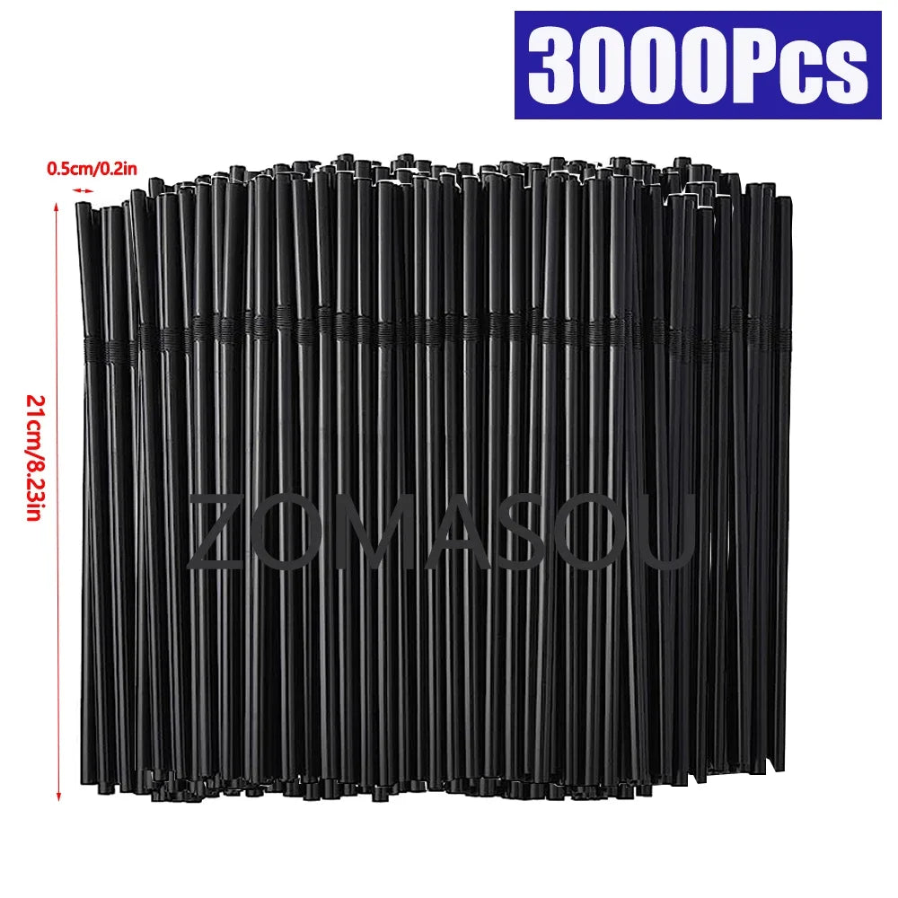 50-3000Pcs Multicolor Drinking Straws rietjes Milk Tea Bar Party Wedding Kitchen Home Accessories Beverage Black Straw Wholesale