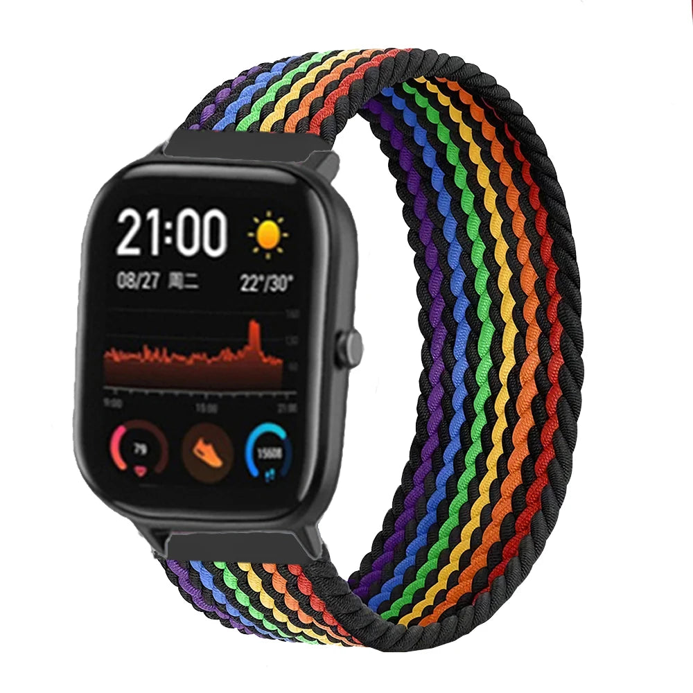 20mm 22mm Watch Straps For Amazfit GTS/4/3/2/2e/GTS2 Mini/GTR 4/3 pro/GTR2/2e/2 Braided solo loop Bracelet Amazfit bip 6 5 band