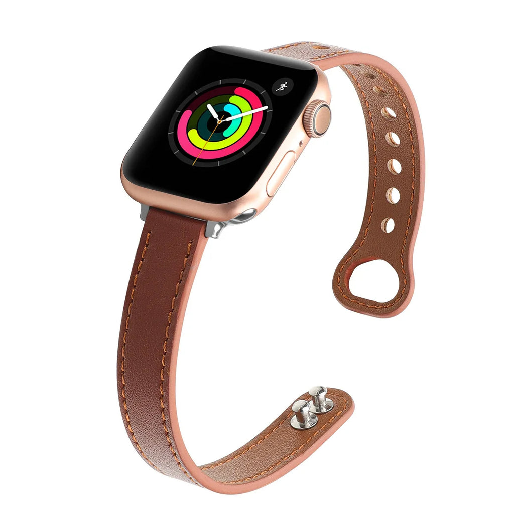 Thin Leather Strap for Apple Watch Band 10 9 8 46mm 42mm 41mm 44mm 45mm 38/40mm Women Watchband Bracelet Belt iWatch 7 SE 6 5 4