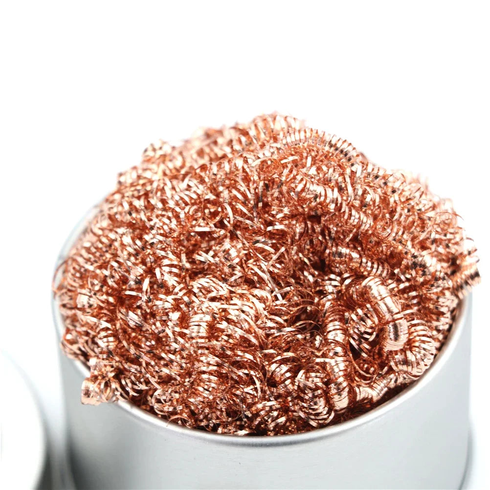 1Pcs Desoldering Cleaning Ball Soldering Iron Mesh Filter Cleaning Nozzle Tip Copper Wire Cleaner Ball Metal Dross Box Clean Bal