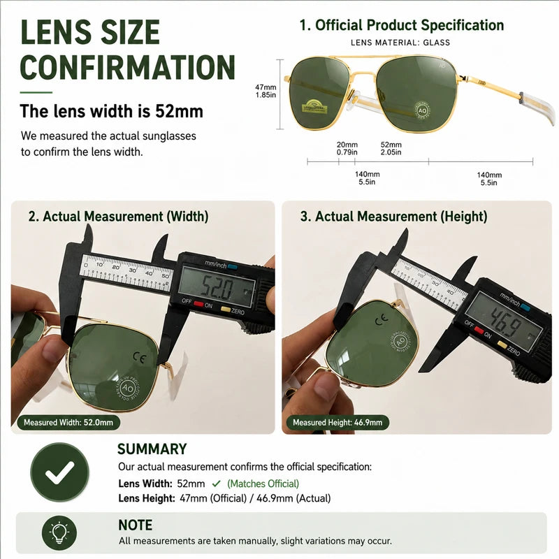 1pcs/3pcs Pilot Fashion Glasses Men Top Quality Brand Designer Tempered Glass Lens AO Pilot Fashion Glasses For Women Male