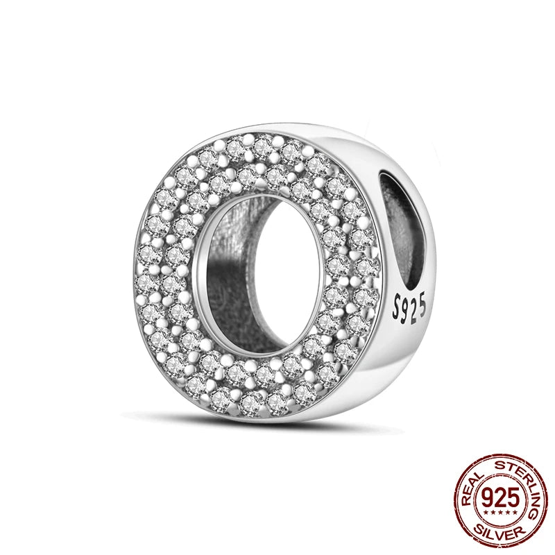 26 A-Z Alphabet Beads 925 Sterling Silver LOVE Letter Charm Fit Original Bangle Charms Bracelet CZ Zircon Bead Jewelry