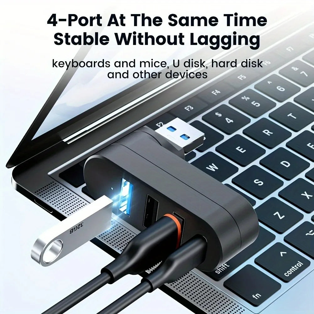 180° Rotatable Mini USB 3.0 Hub 3/4 Ports Type C Splitter High Speed Data Transfer Dock For Notebook MacBook Desktop Flash Drive