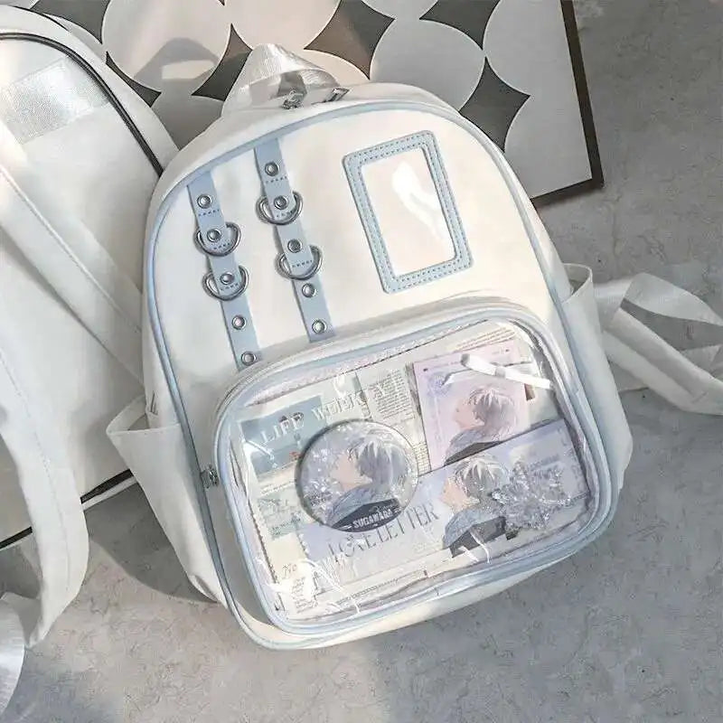 Y2K Cute Mini Backpack Women Kawaii Ita Bag Sweet Girl Transparent Rucksack DIY Display Knapsack Lolita Preppy Style School Bags