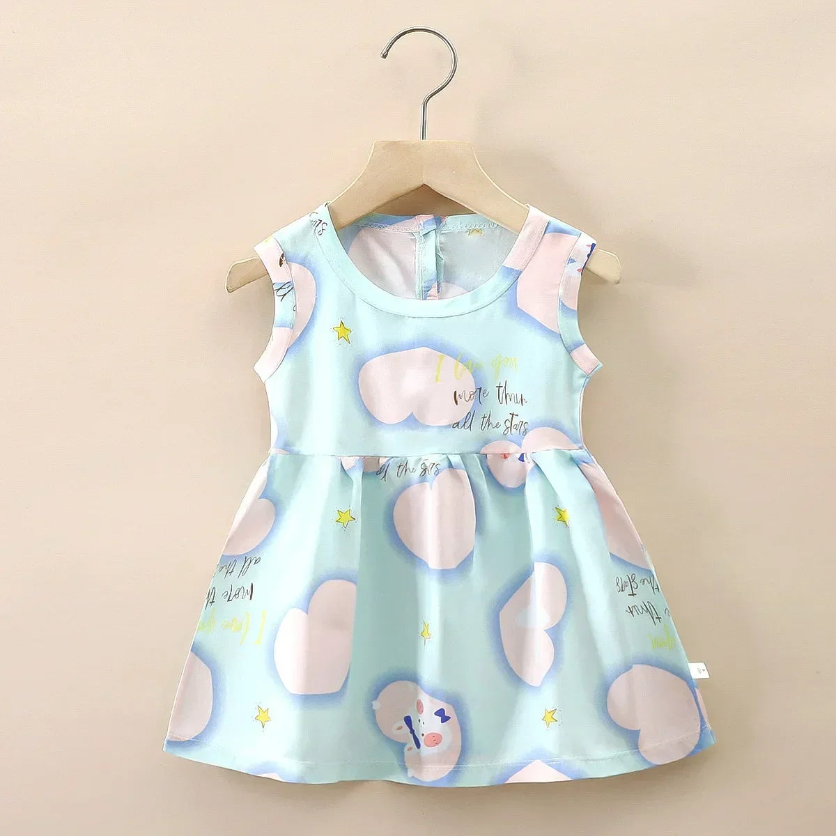 Baby Girls Dress Sleeveless Cute Print Cartoon Kids Princess Dresses Cotton Children Sundress Clothes Girl Summer Beach Clothing