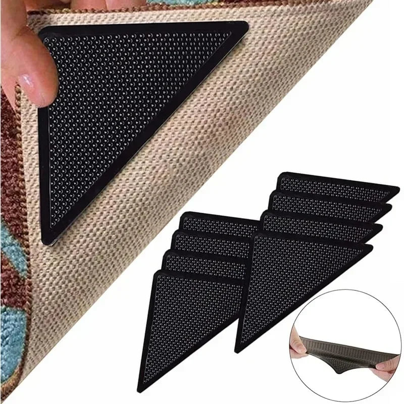 4/8pcs Triangular Carpet Anti Slip Stickers for Tile Floor Carpet Corner Pads Washable and Reusable Bathroom Rug Fixed Paste