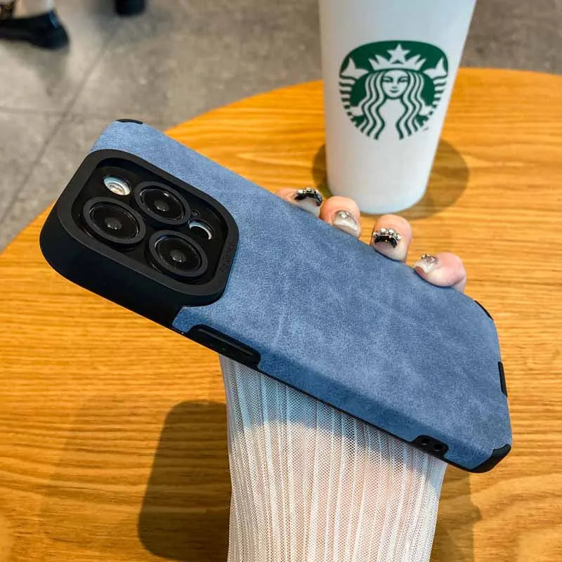 Luxury Matte Soft Leather Phone Case For iPhone 18 17 15 14 Plus 13 12 11 Pro Max 16 Lens Protection Shockproof Silicone Cover