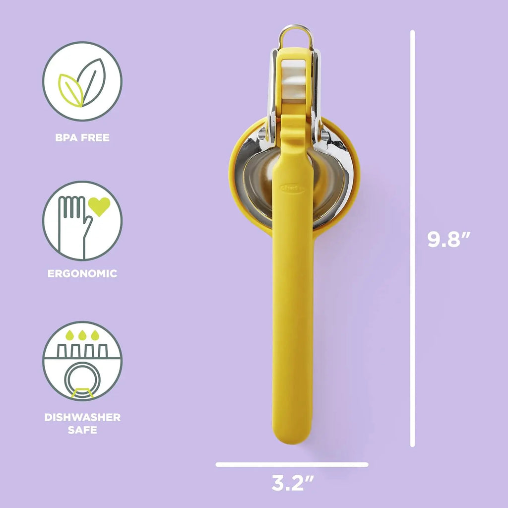 Handheld Citrus Juicer for Lemon and Lime, Easy Squeeze Manual Juicer with Dual-Gear Mechanism, Compact Kitchen Tool for Fresh Juice, Yellow