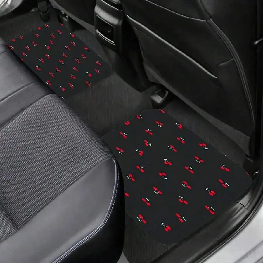 4-Piece Car Floor Mats Cherry Pattern Universal Fit Easy Clean Durable