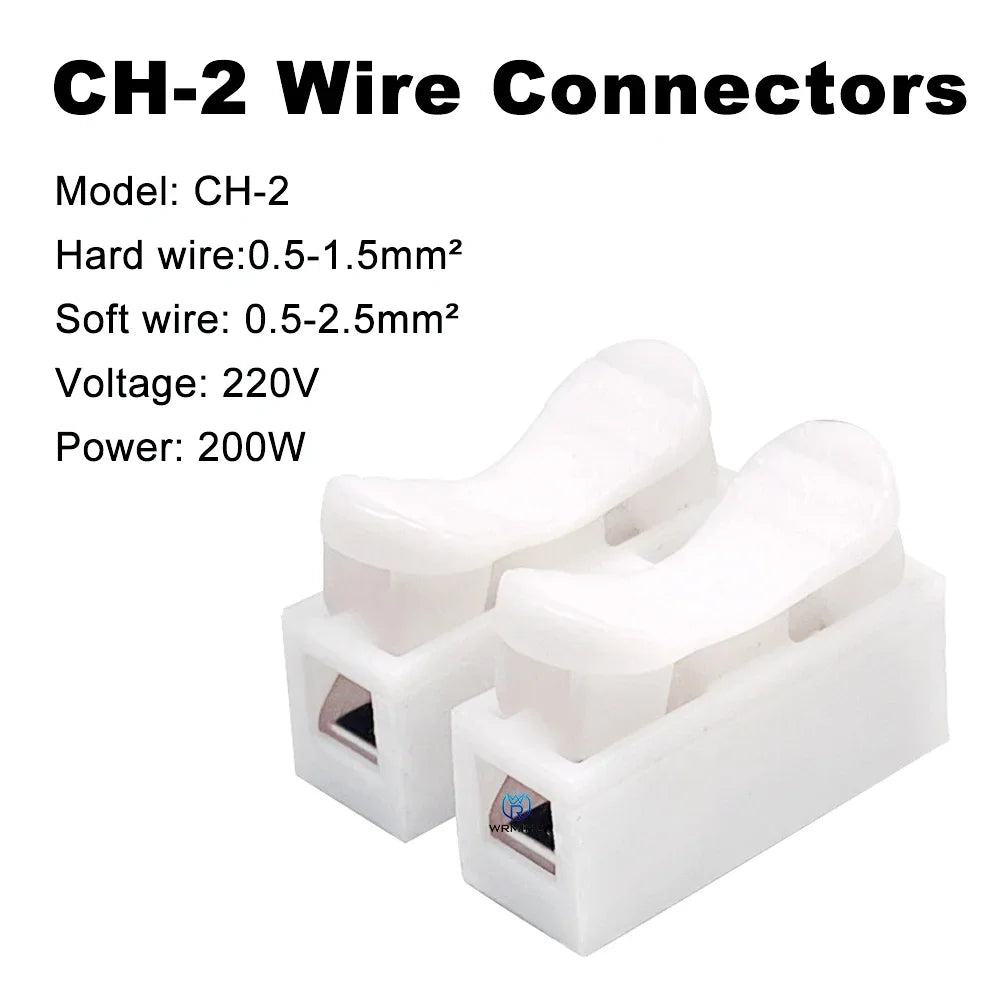 CH-2 3CH Cable Wire Connector Fast Wiring Terminals Welding Quick Spring Clamp Wire Quick Connector No Screw Terminal Block 2/3P