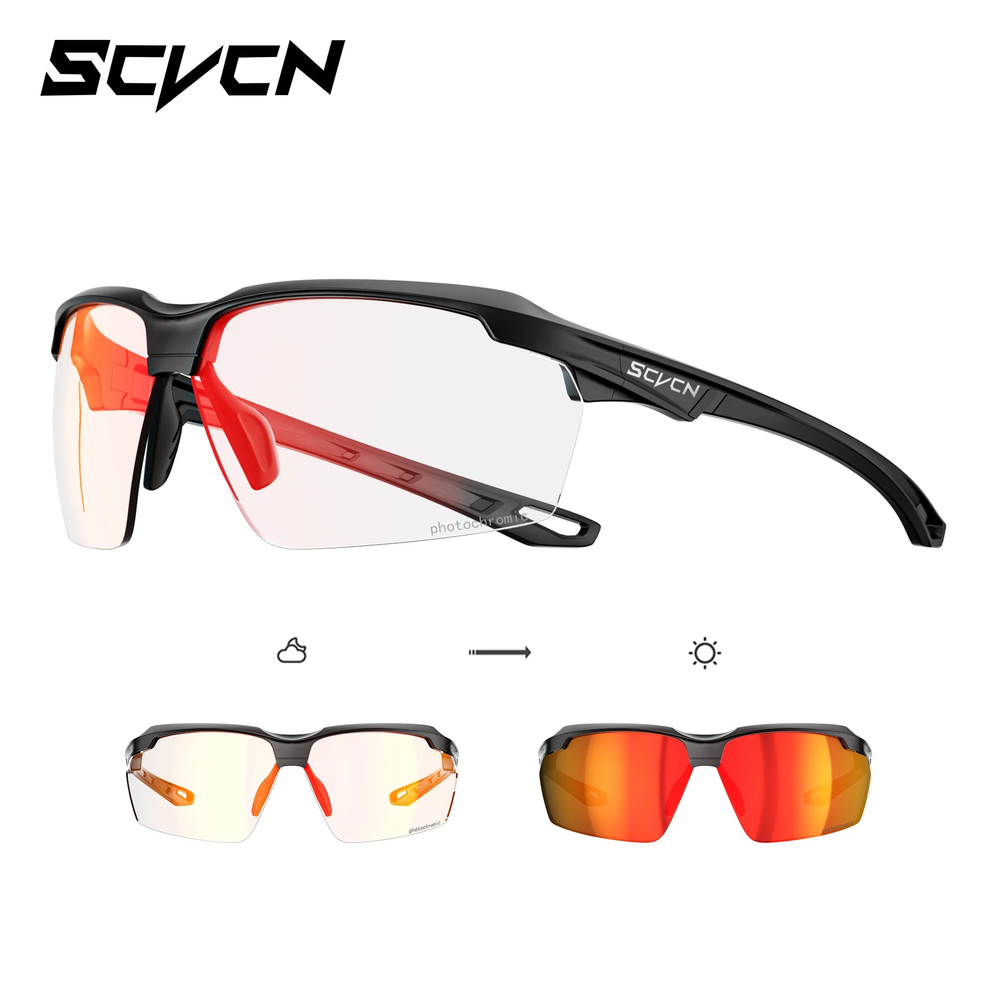 SCVCN Photochromic Cycling Glasses Outdoor Running Sunglasses Men Shockproof Tactical Goggles Outdoor Airsoft Shooting Glasses
