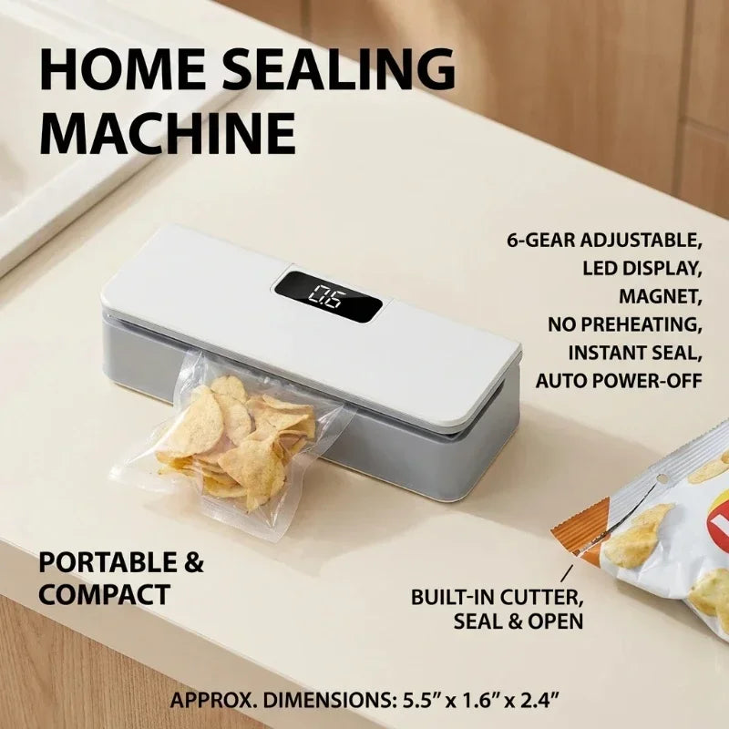 Mini Heat Sealer Plastic Bag Heat Sealing Machine Rechargable Plastic Storage Package Sealer Handheld Clip Bag Food Heat Sealer