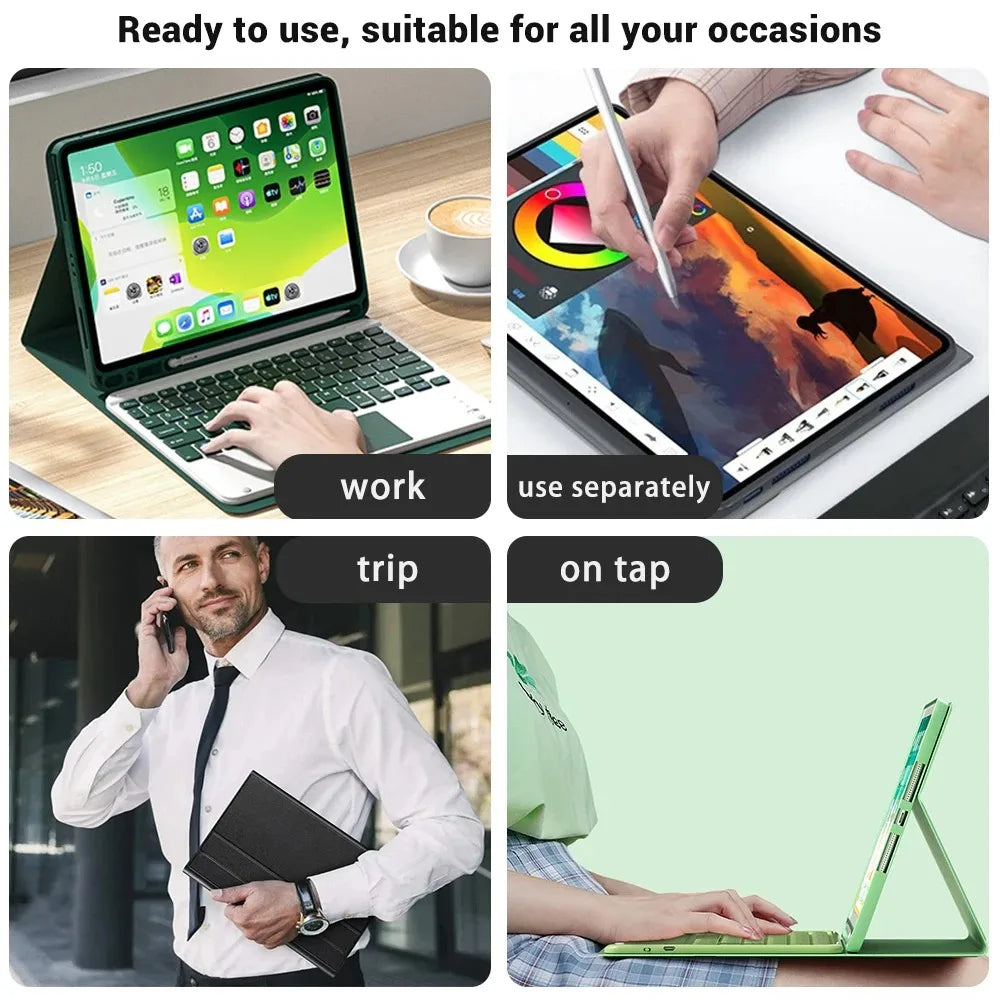 Case for Samsung Galaxy Tab S9 FE 10.9inch Detachable Bluetooth Keyboard Case For Samsung Tab S9 FE 10.9inch SM-X510/X516B