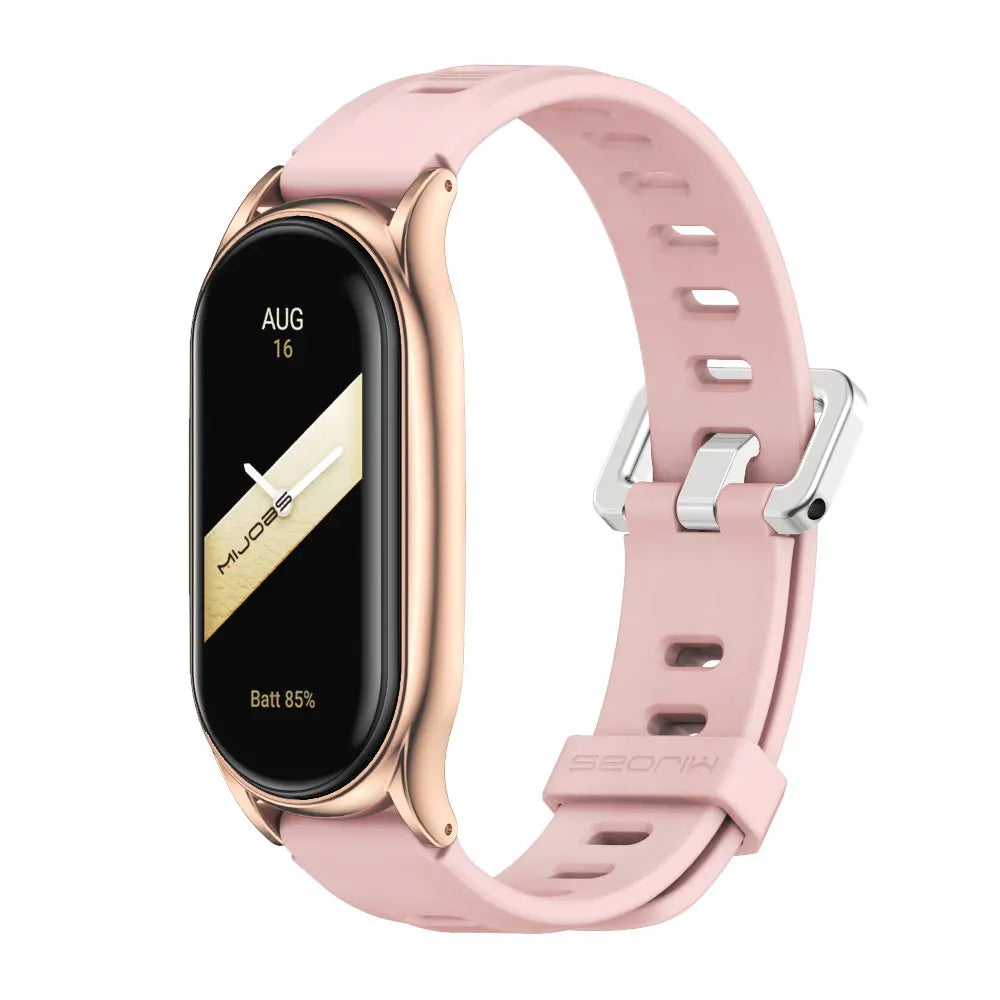 For Mi Band 10 9 8 7 6 5 Strap Silicone Wristband for Mi Band 9 Leather Strap For Mi band 8 Bracelet MiBand Metal Wristbands