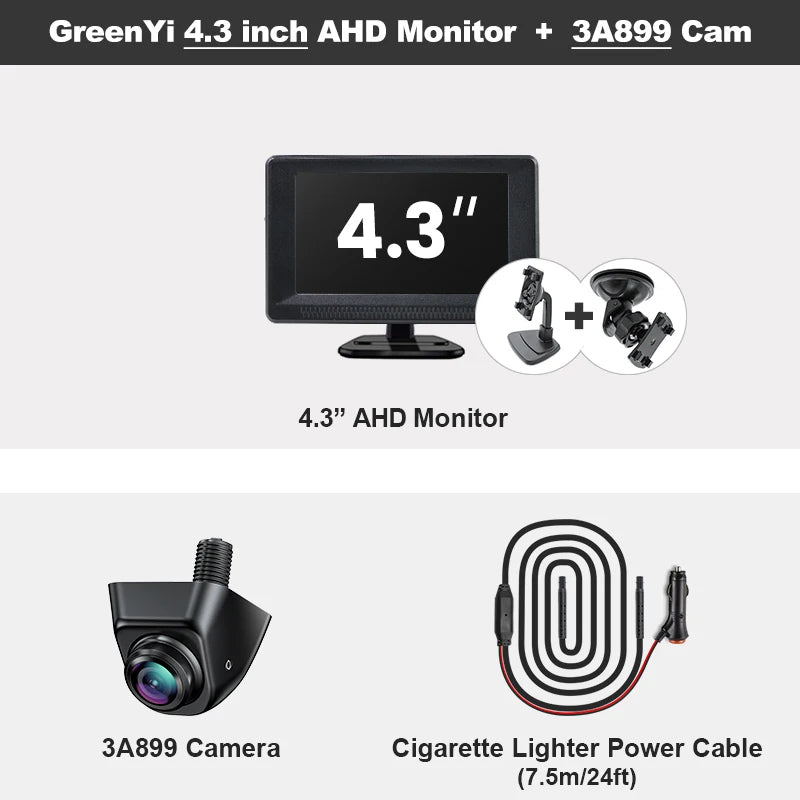 GreenYi 4.3/5/7 inch AHD IPS Monitor 1080P Night Vision Car Rear View Camera 170° Reverse Camera Night Vision Waterproof