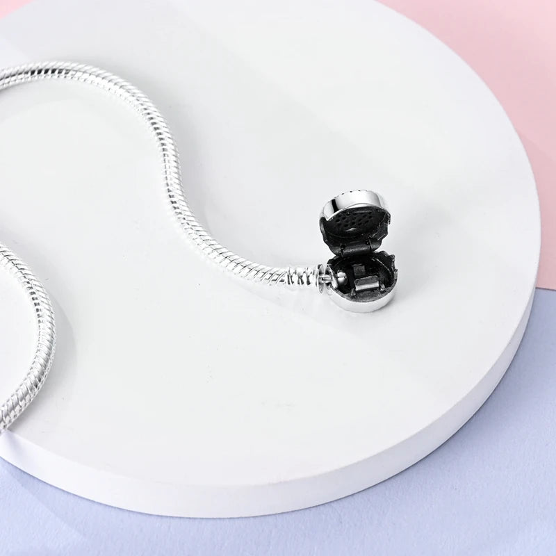 S925 Silver Plated Snake Bone Pattern and Inlaid Heart-Shaped Bracelet For Women Fit DIY Charms Beads Fine DIY Birthday Jewelry