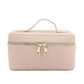 Custom Name Ladies Saffiano Split Leather Travel Toiletry Case Bag Portable Hanging Makeup Organizer Box Cosmetic Bag For Women