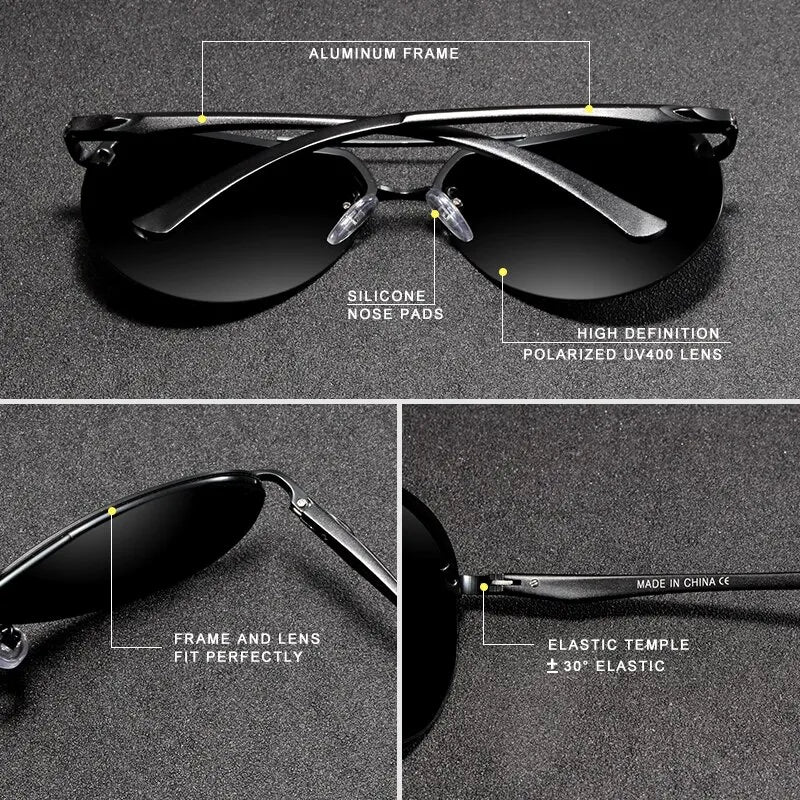 KINGSEVEN Aluminum Magnesium Polarized Rimless Lens Sunglasses For Men High Definition Retro Women Eyewear