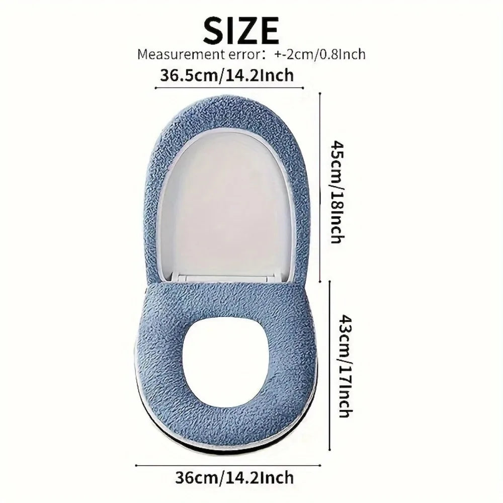 Winter Thickened Toilet Seat Cushion Set Double with Zipper Handle Machine Washable Universal Home Toilet Set Accessories
