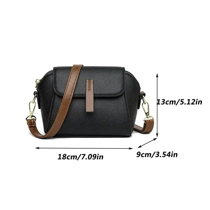 Women Solid Color PU Flap Crossbody Shoulder Bag Casual Daily Wear Versatile Fashion Handbag For Outdoor