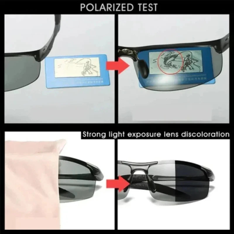 1/2pcs Photochromic Polarized Sunglasses Intelligent Color Changing Sun Glasses Driving Fishing Cycling Day Night Vision Goggles