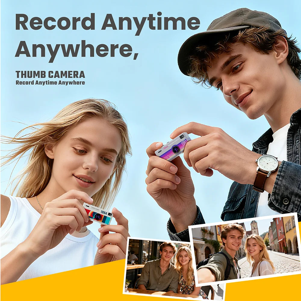 CHEGIT Thumb Keychain Camera 0.96inch Mini Action Camera Retro Support Memory Card 1080P Very Small Camcorder Video Recorder