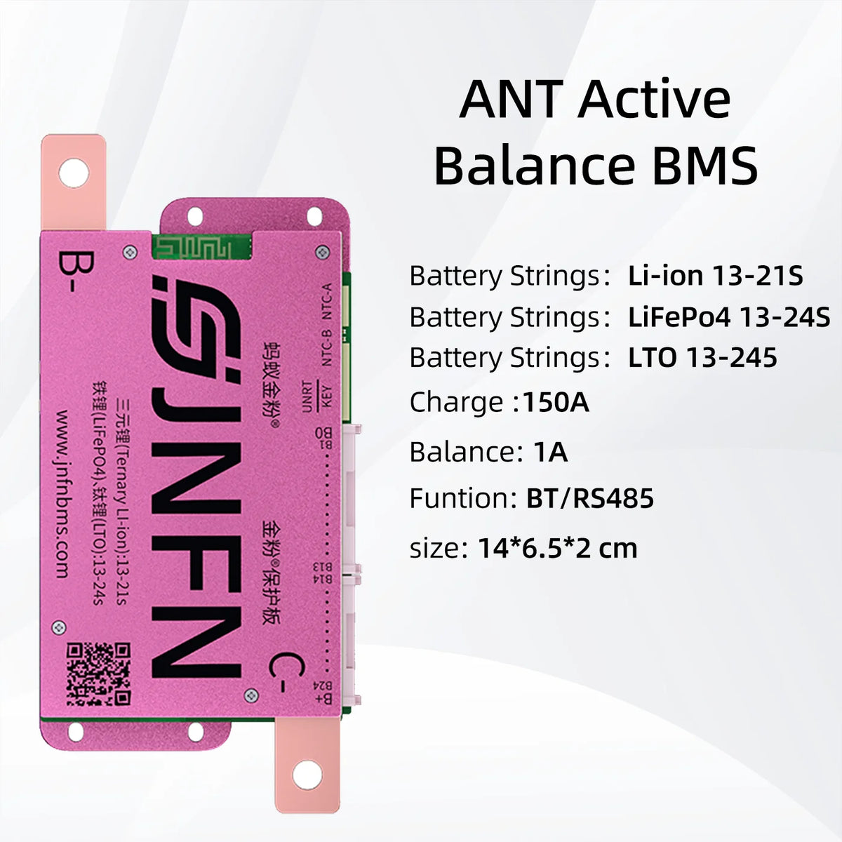 ANT BMS 1A Active Balance Smart BMS 13S 16S 48V 17S 20S 60V 24S 72V Lifepo4 18650 Li-Ion Lto 100A 120A 150A Battery Pack RS485