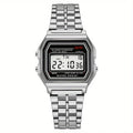 F91W Non-Waterproof Steel Band Watch For Women, Men, Business Clock, Multi-Functional LED Digital Sports Watch, Electronic Clock
