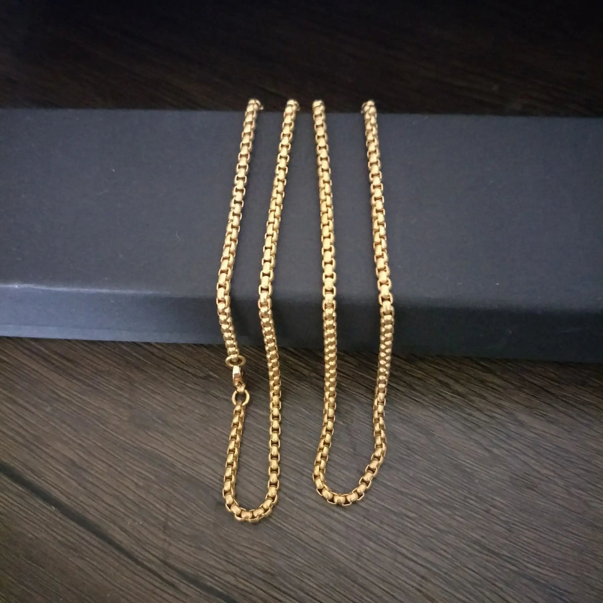 I-souled Gold Color 50 60 70 80cm Solid Titanium Rolo Box Chain Necklaces for Men Fashion Jewlery