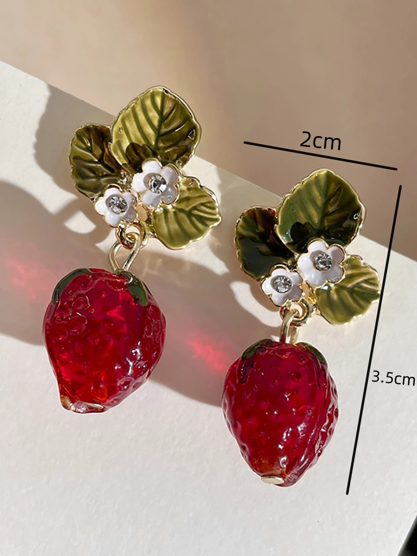 Amazon's new cross-border cute oil drop strawberry imitation pearl tassel earrings with personalized strawberry earrings