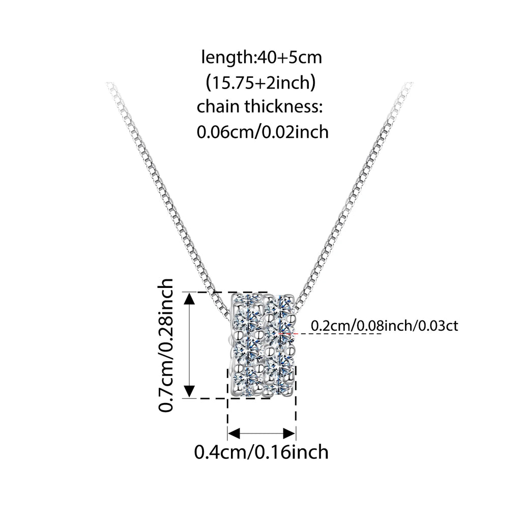 BAMOER Moissanite Ring Hoop Necklace Full Enternity Pendant D Color Lab Diamond for Women 925 Sterling Silver Wedding Jewelry