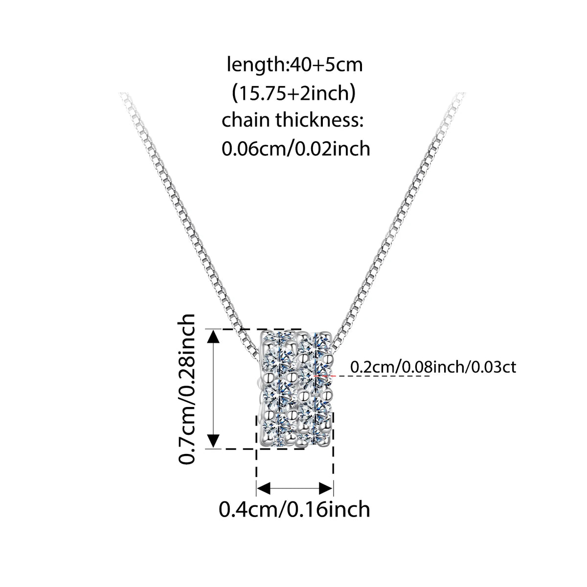 BAMOER Moissanite Ring Hoop Necklace Full Enternity Pendant D Color Lab Diamond for Women 925 Sterling Silver Wedding Jewelry