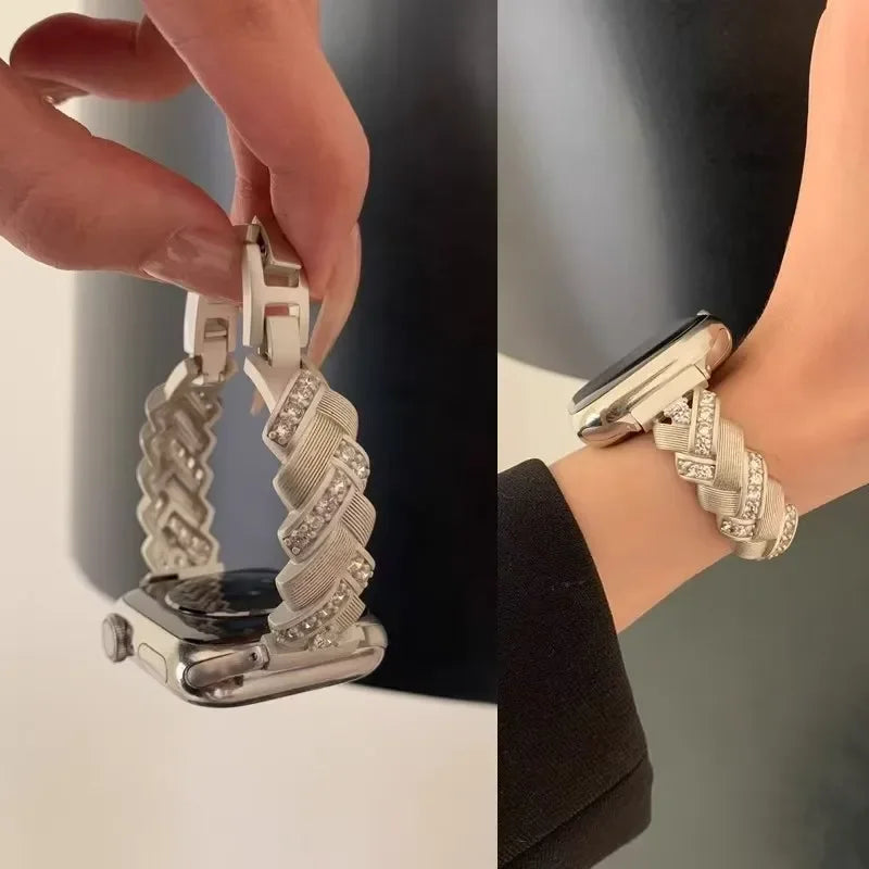 Nice Bling Ear of Wheat Bracelet Link for Apple Watch Band Series S11/10/8/7/6/3/4/5/9 40mm 41mm 38mm 42mm 44mm 45mm 46mm Strap