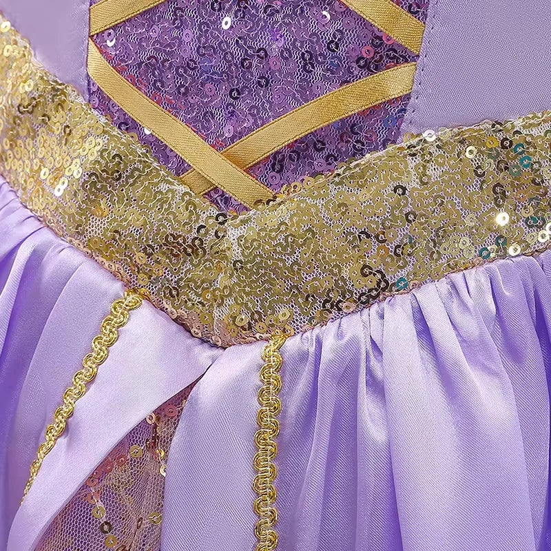 Rapunzel Princess Dress for Girls Tangled Cosplay Costume Kids Halloween Christmas Carnival Birthday Party Fancy Clothes