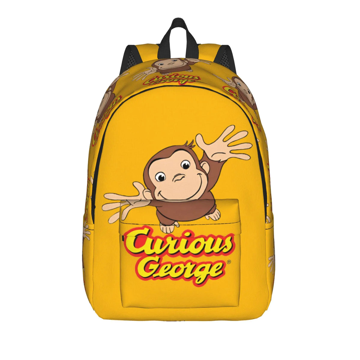 Curious George Swing Banana Stripe Backpack  Outdoor Style Backpacks Women High Quality Large School Bags Streetwear Rucksack