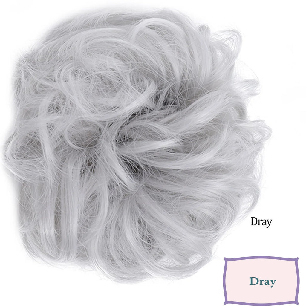 Synthetic Messy Hair Bun Chignon Scrunchies Fake Hair Band Braid Elastic Hairpiece Tail Chignon Donut Updo Hair Pieces for Women