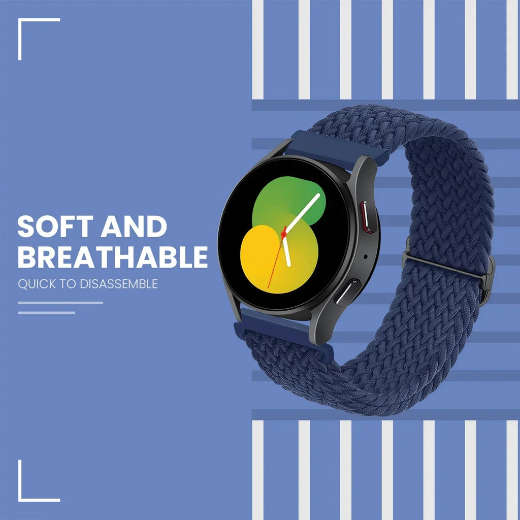 Nylon Strap for Samsung Galaxy Watch 7 6 5 4 40mm 44mm 6Classic 43/47mm 20mm 22mm Braided Solo Loop Band for Huawei Watch 3 4Pro
