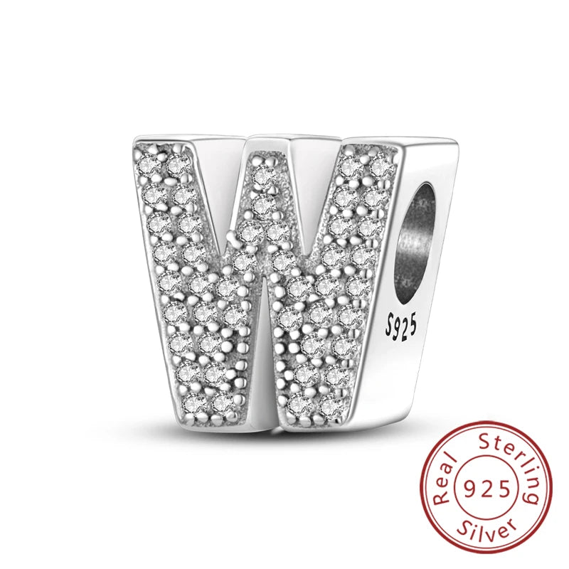 Charms Fit Original Bracelet A-Z Alphabet Charms Beads 925 Sterling Silver 26 Letters Charm for Women Girl DIY Fine Jewelry Gift